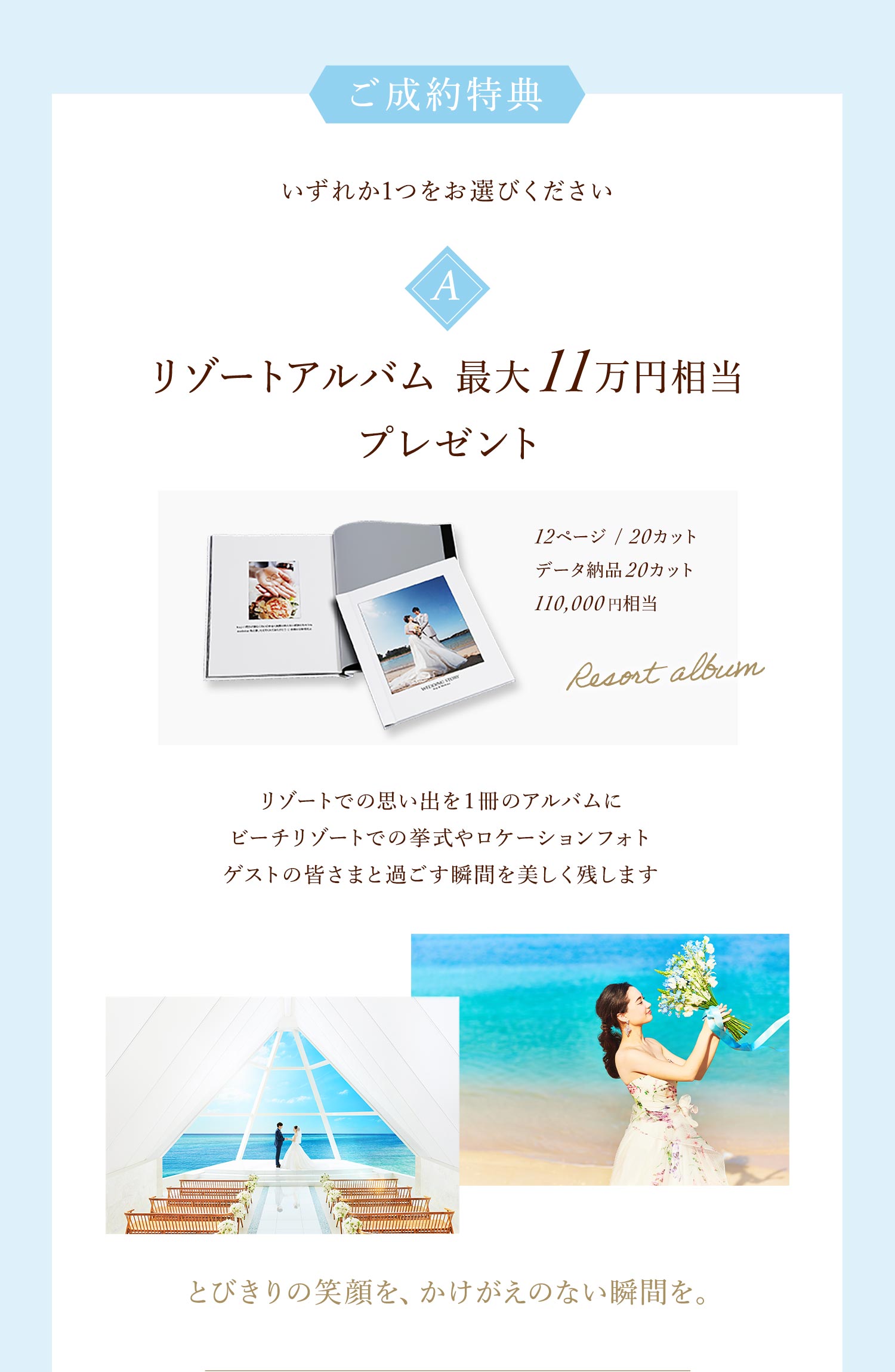 ご成約特典 リゾートアルバム最大11万円相当プレゼント